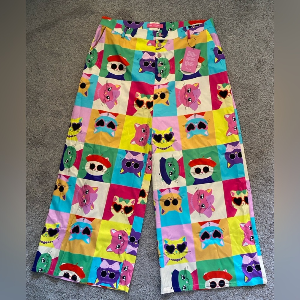 Julyliebe PopCats wide leg pants, size 2XL